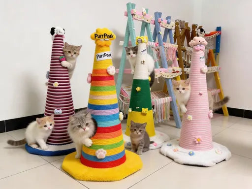 PurrPeak® Kitty Cloud Castle Cat Tree Tower - Multi-Level Feline Playground with Scratching Posts, Cozy Hideaway Condo & Sunny Perch | Indoor Kitty Adventure Hub for Napping, Scratching & Royal Lounging